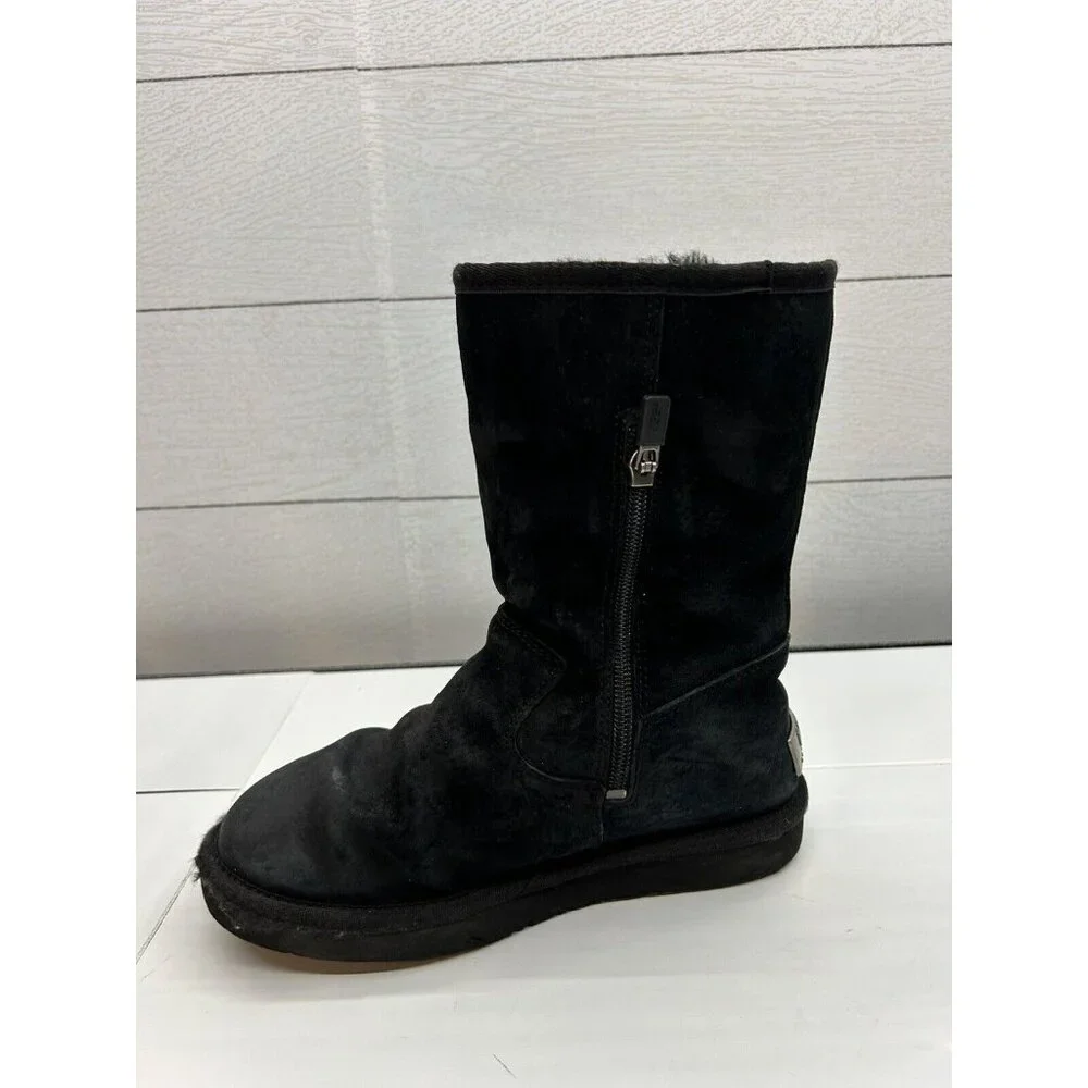UGG Australia PIERCE 1006031 US 5M EUR‎ 36 Black Suede Sheepskin Winter Boots